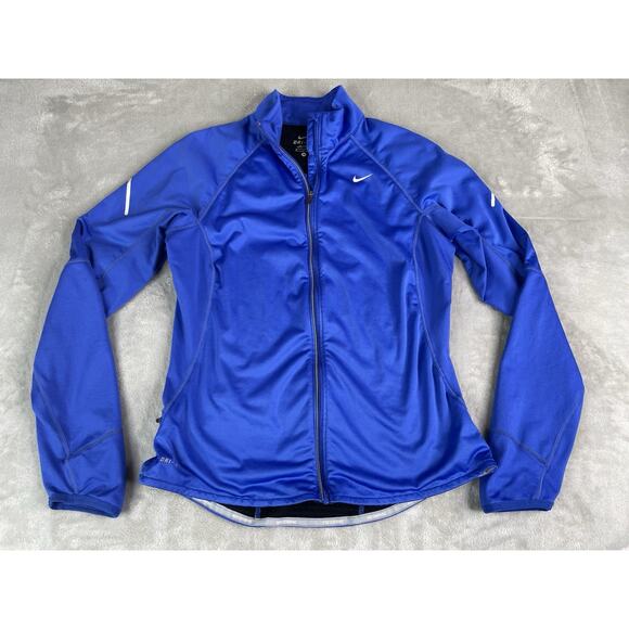 Nike Jackets & Blazers - Nike Dri-Fit Women’s Full Zip Blue Athletic Jacket Size Med Thumb Holes Pockets
